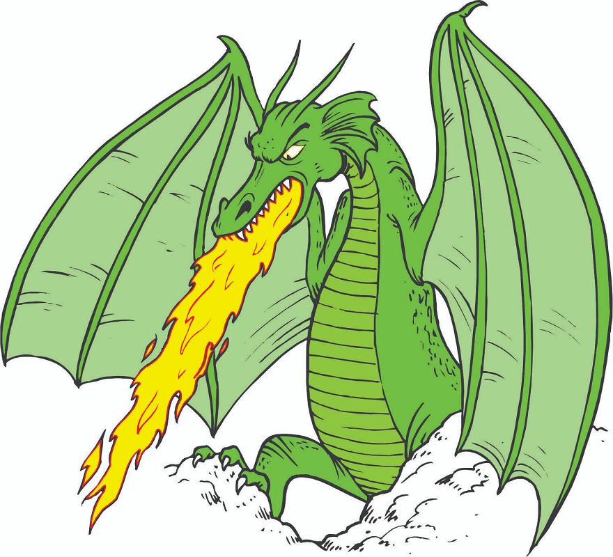 Fire Breath Green Dragon clipart free