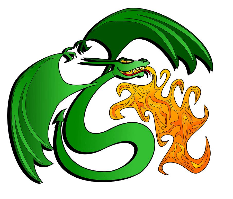 Fire Breath Green Dragon clipart