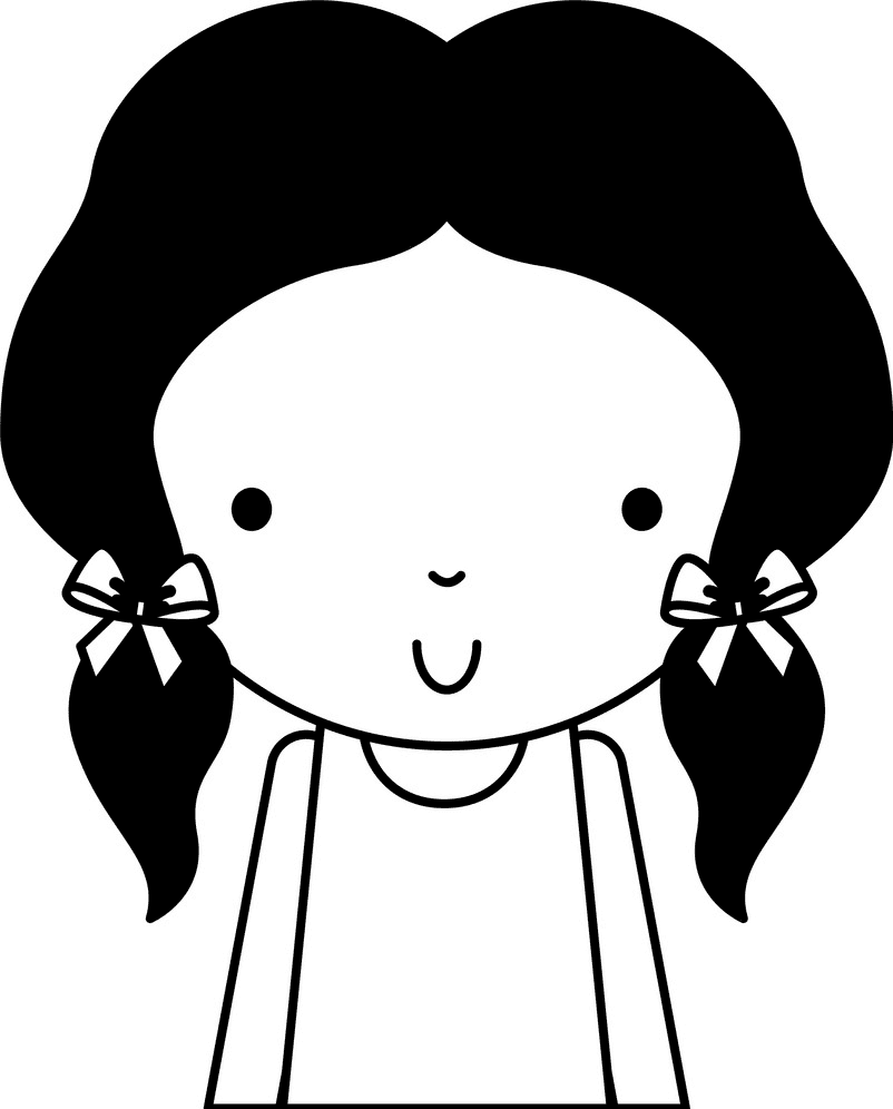 Girl Clipart Black and White 3