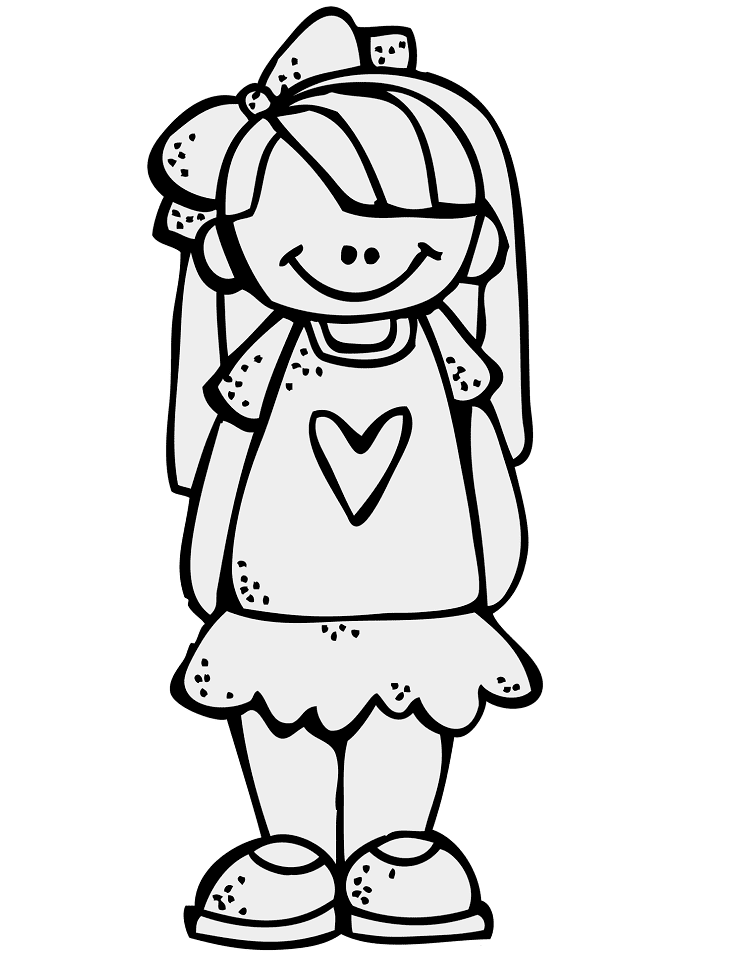 Girl Clipart Black and White 6