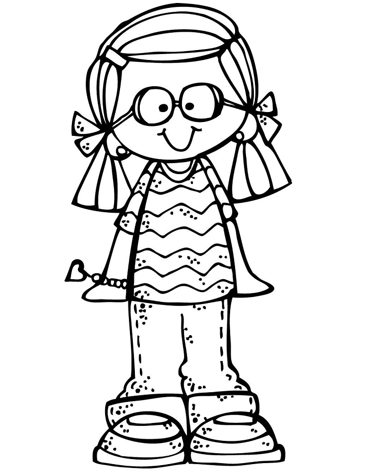 Girl Clipart Black and White 7