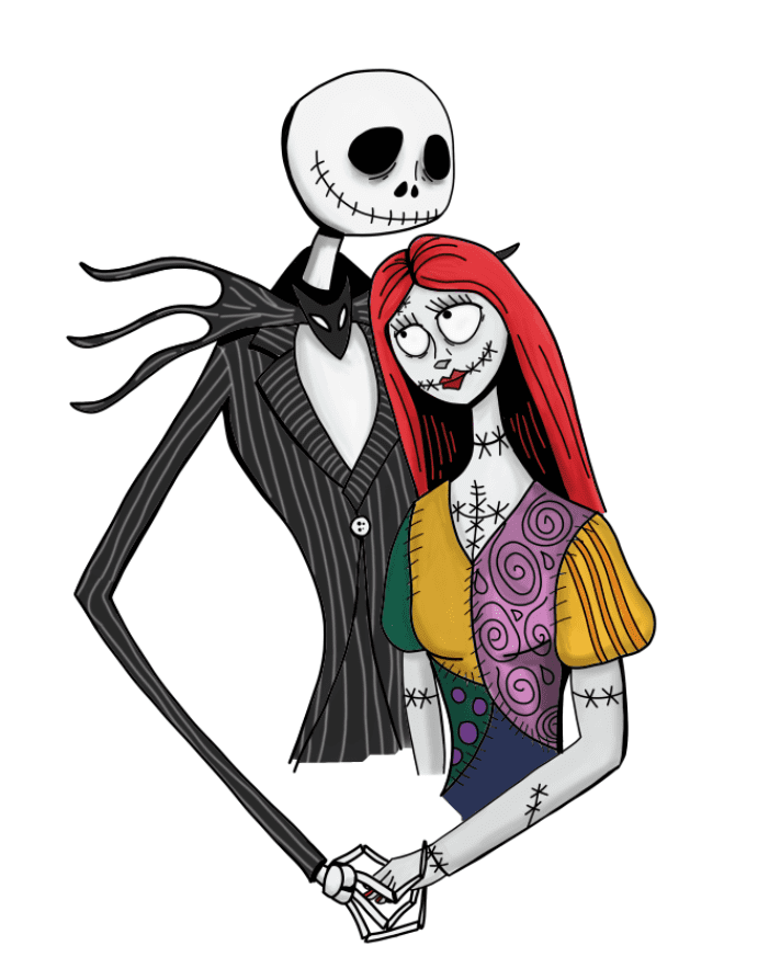 Jack and Sally Nightmare Before Christmas clipart png