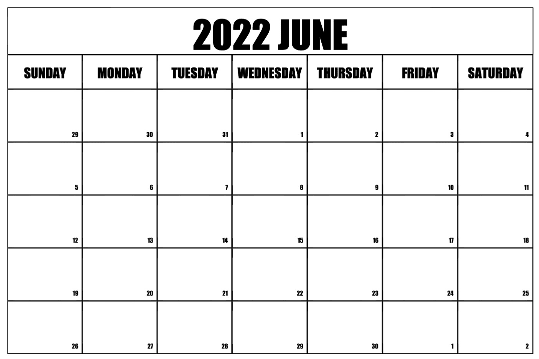 June 2022 Calendar clipart free