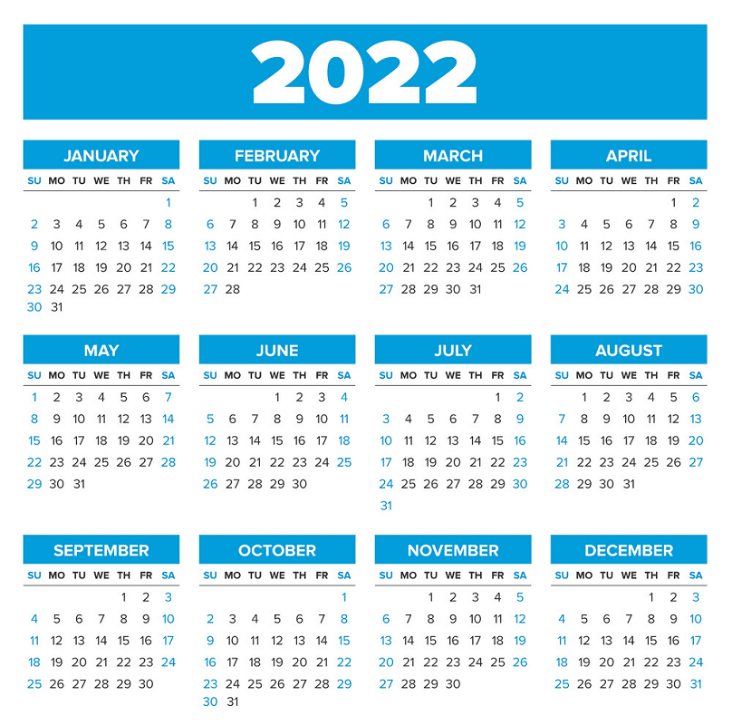 Normal 2022 Calendar clipart