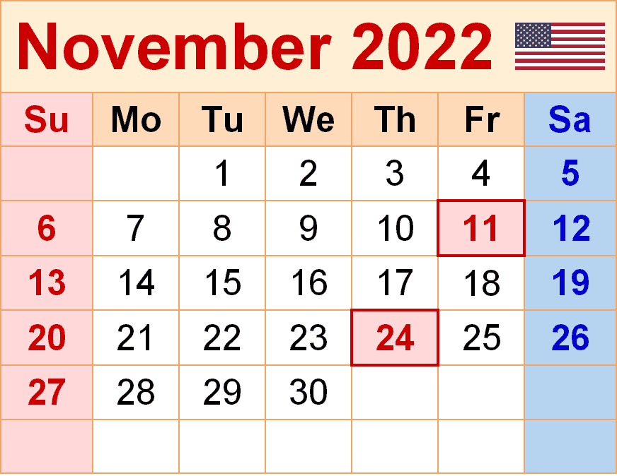 November 2022 Calendar clipart