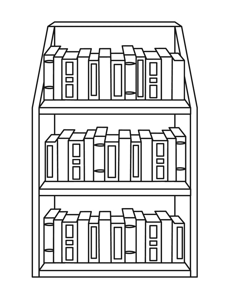 Bookshelf Clipart Black and White png free