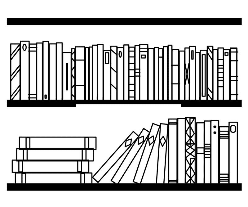 Bookshelf Clipart Black and White png image