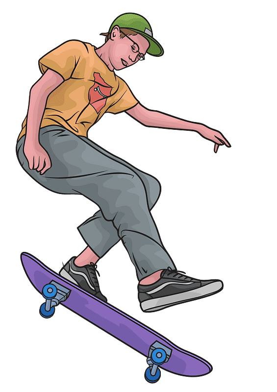 Boy Skateboard clipart transparent background