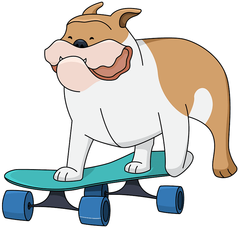 Bulldog Skateboard clipart transparent