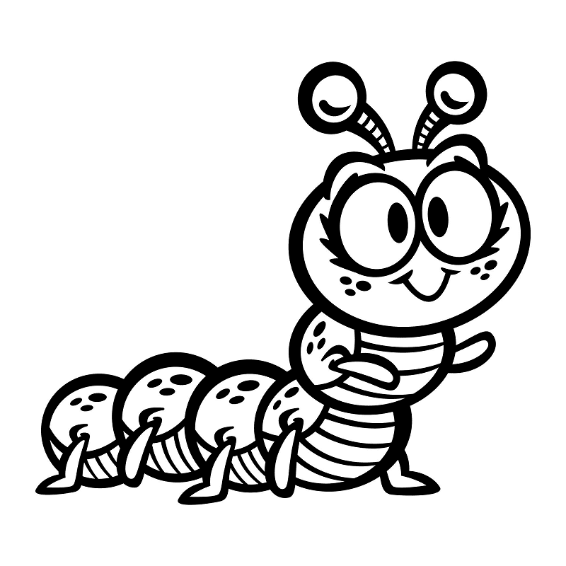 Caterpillar Clipart Black and White 3