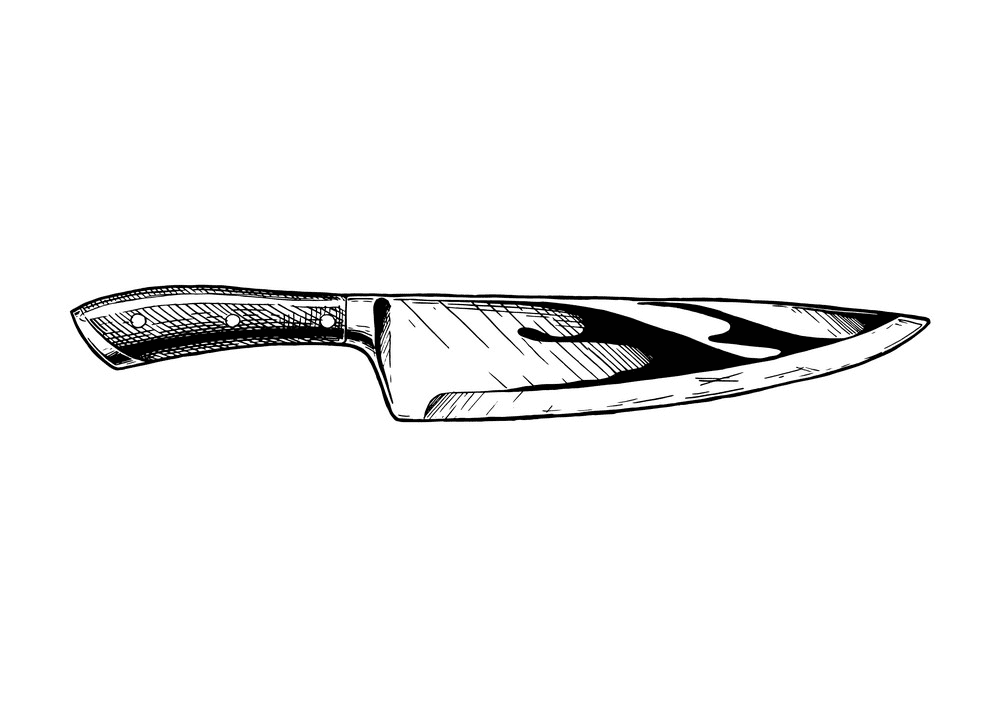 Chef Knife Clipart Black and White