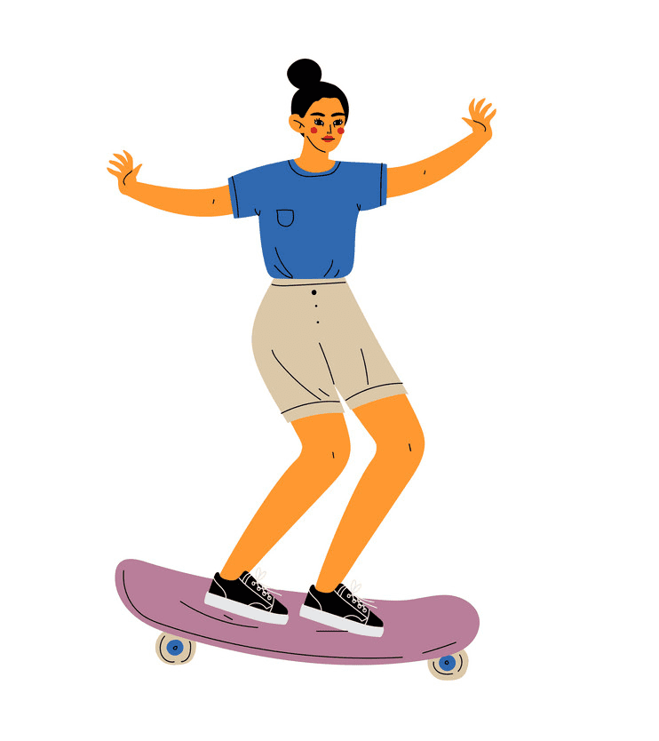 Free Riding a Skateboard clipart image