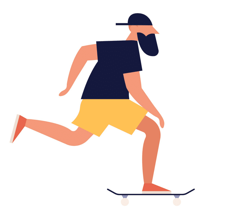 Free Riding a Skateboard clipart png