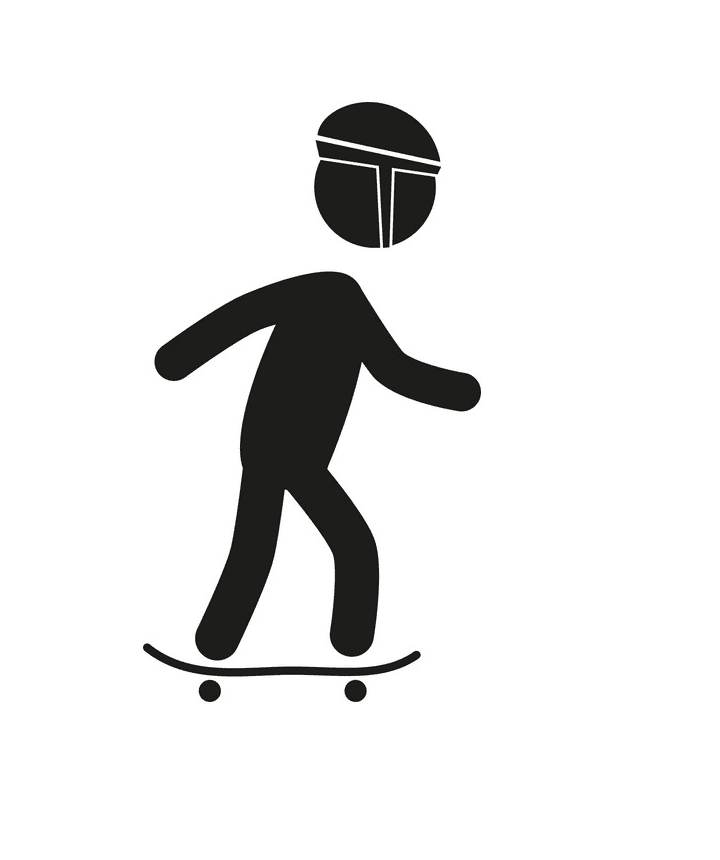 Free Riding a Skateboard clipart