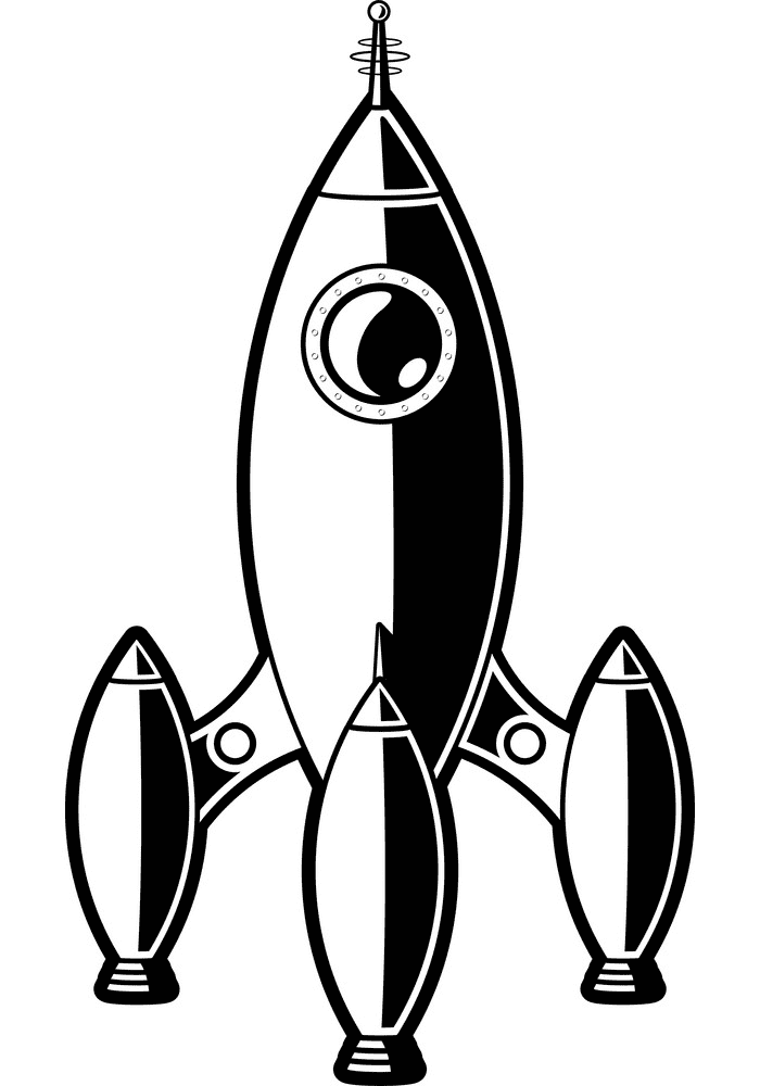 Free Rocket Black and White clipart
