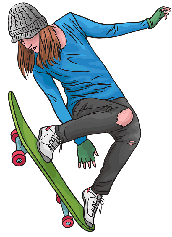 Girl Skateboard clipart transparent