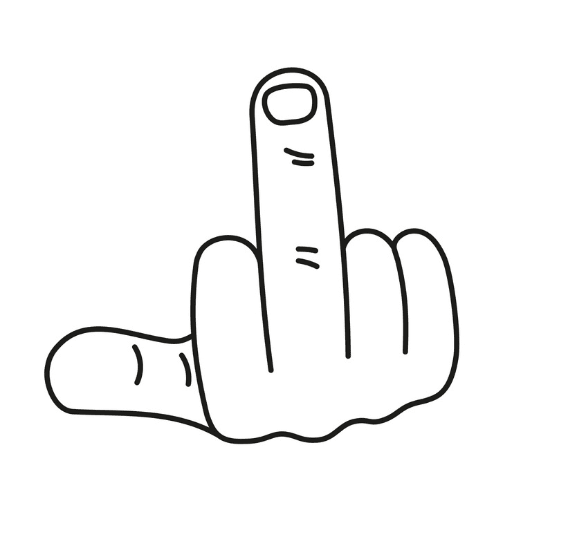 Middle Finger Clipart Black and White for free