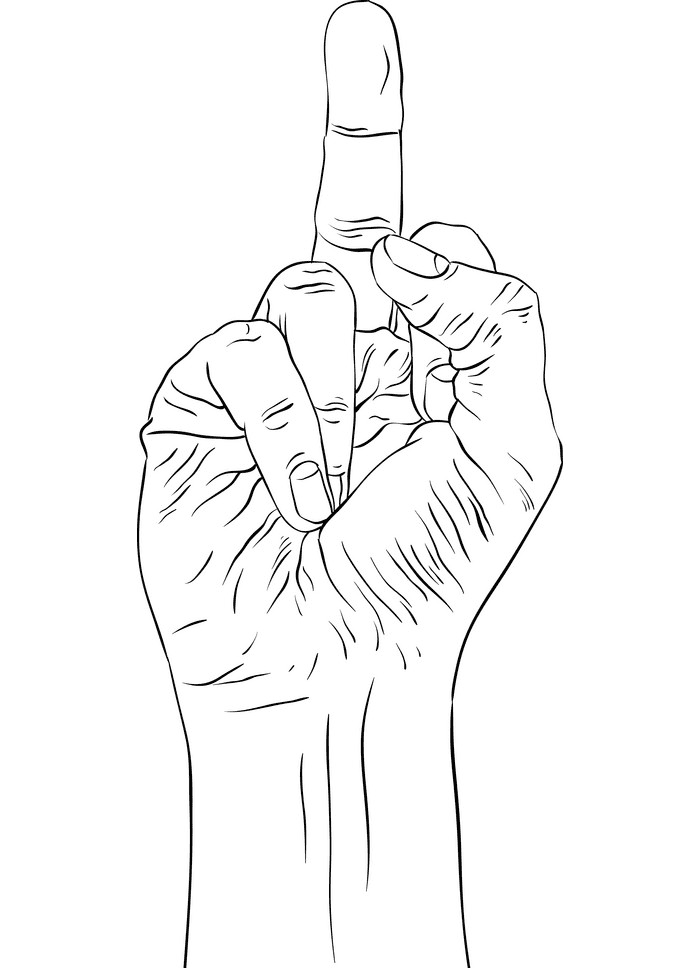 Middle Finger Clipart Black and White png