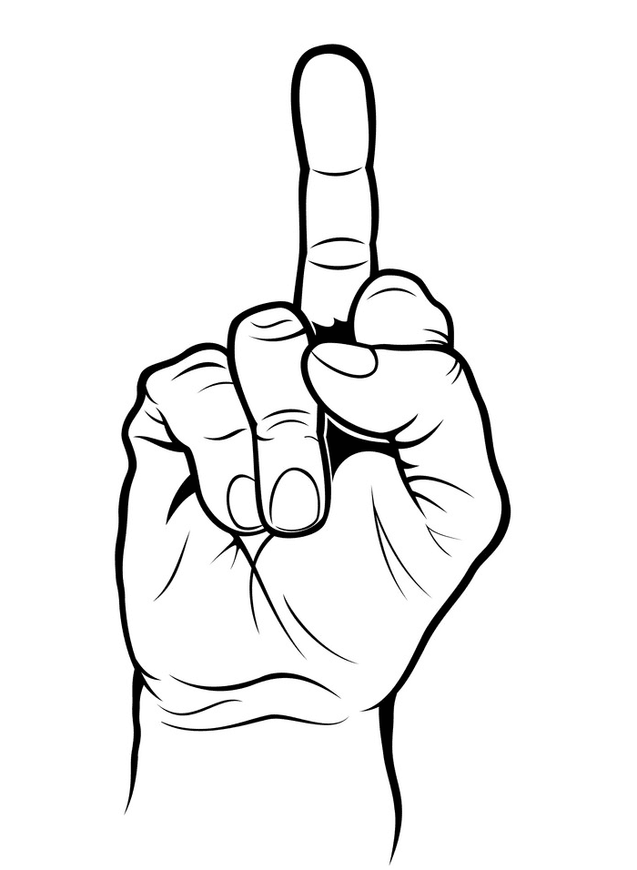 Middle Finger Clipart Black and White