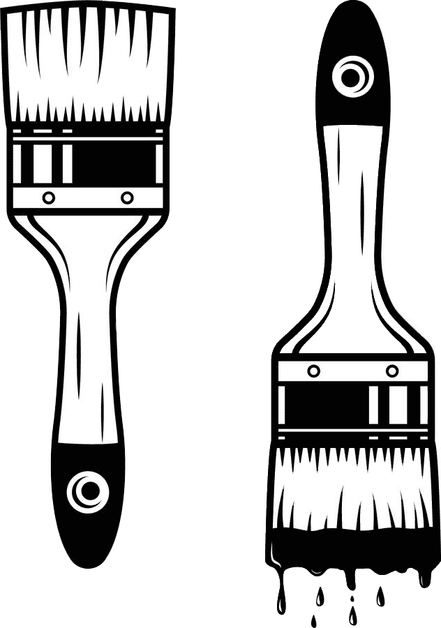 Paintbrush Clipart Black and White 10