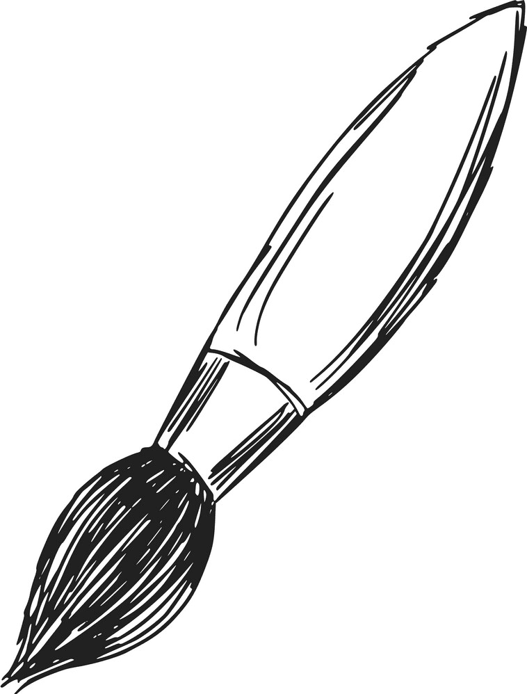 Paintbrush Clipart Black and White 6