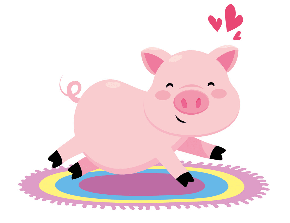 Pig on Rug clipart