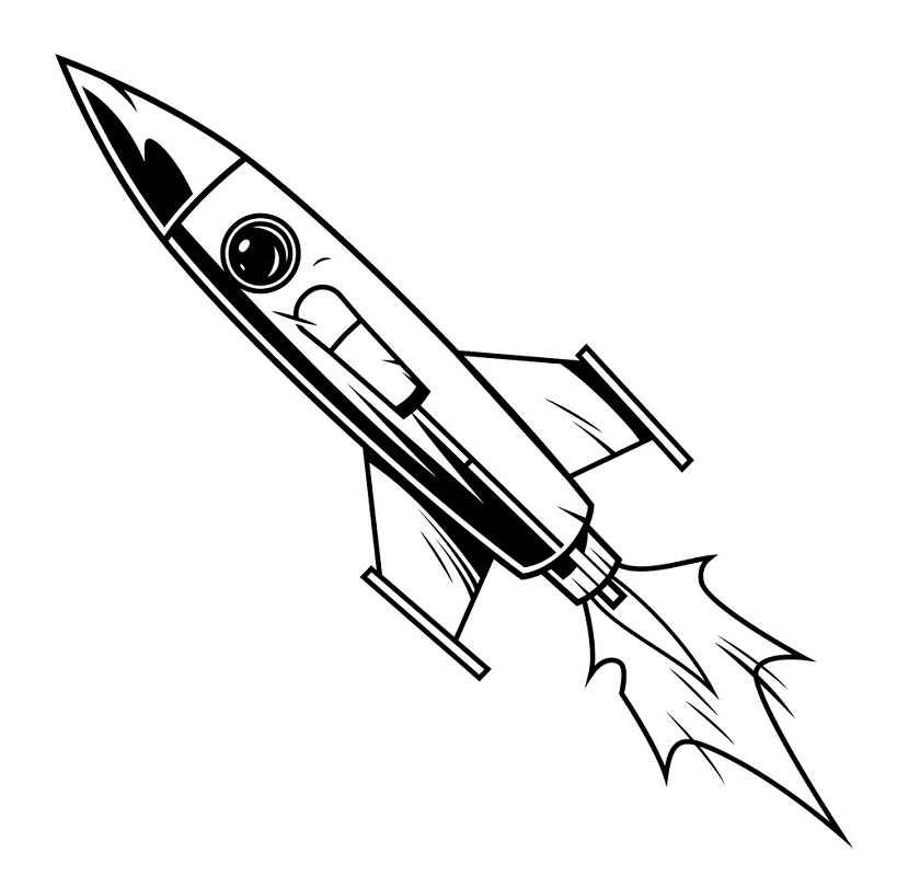 Rocket Black and White clipart 1