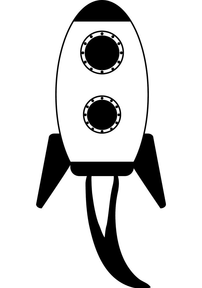 Rocket Black and White clipart 2