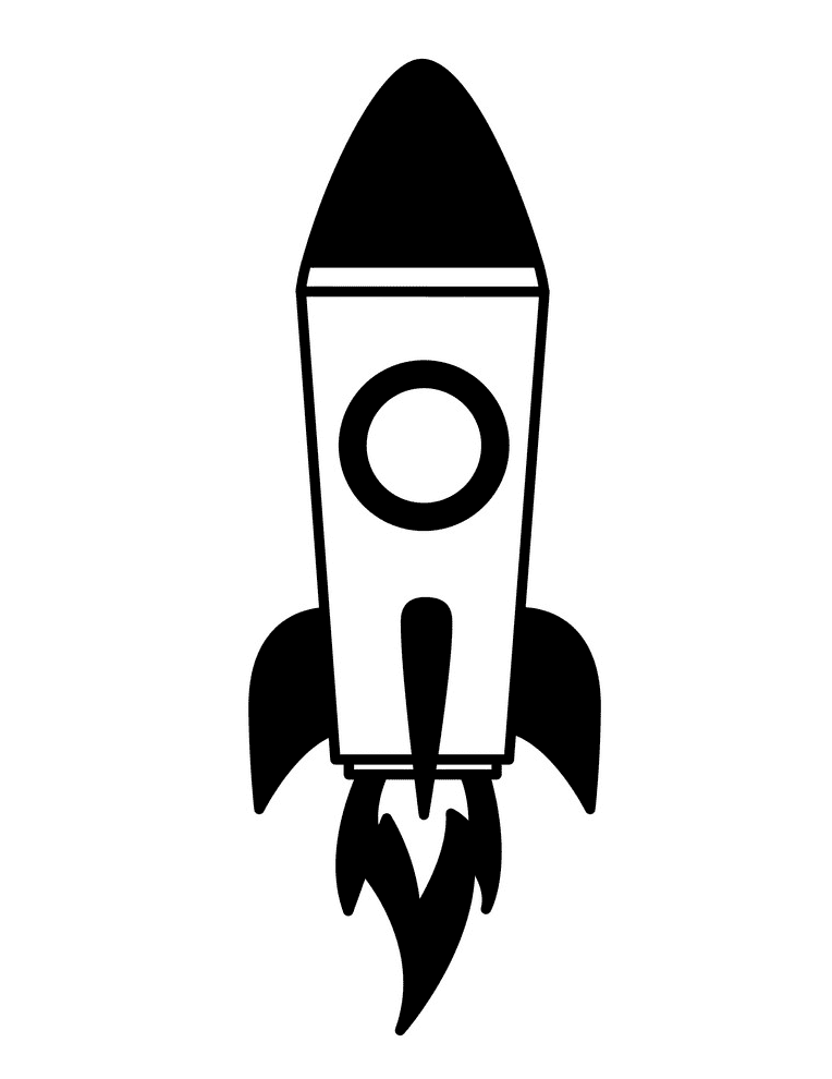 Rocket Black and White clipart 3
