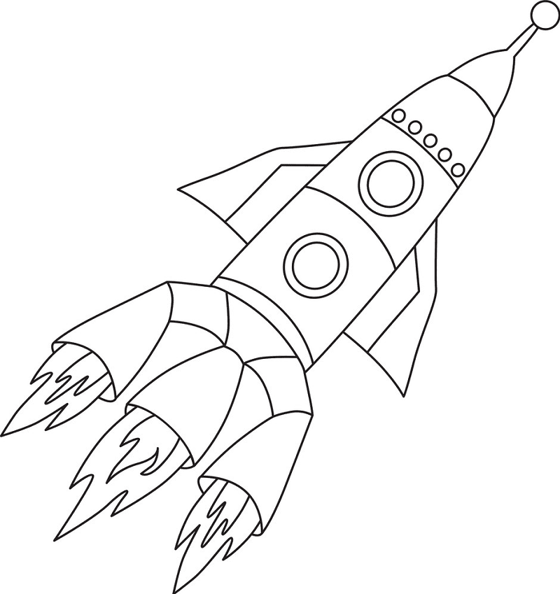 Rocket Black and White clipart free image