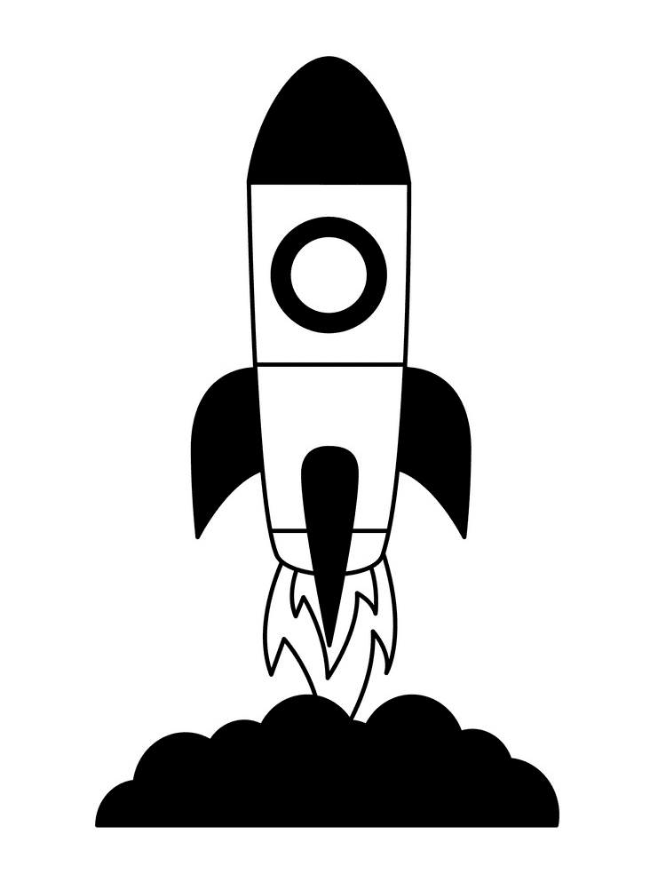Rocket Black and White clipart free