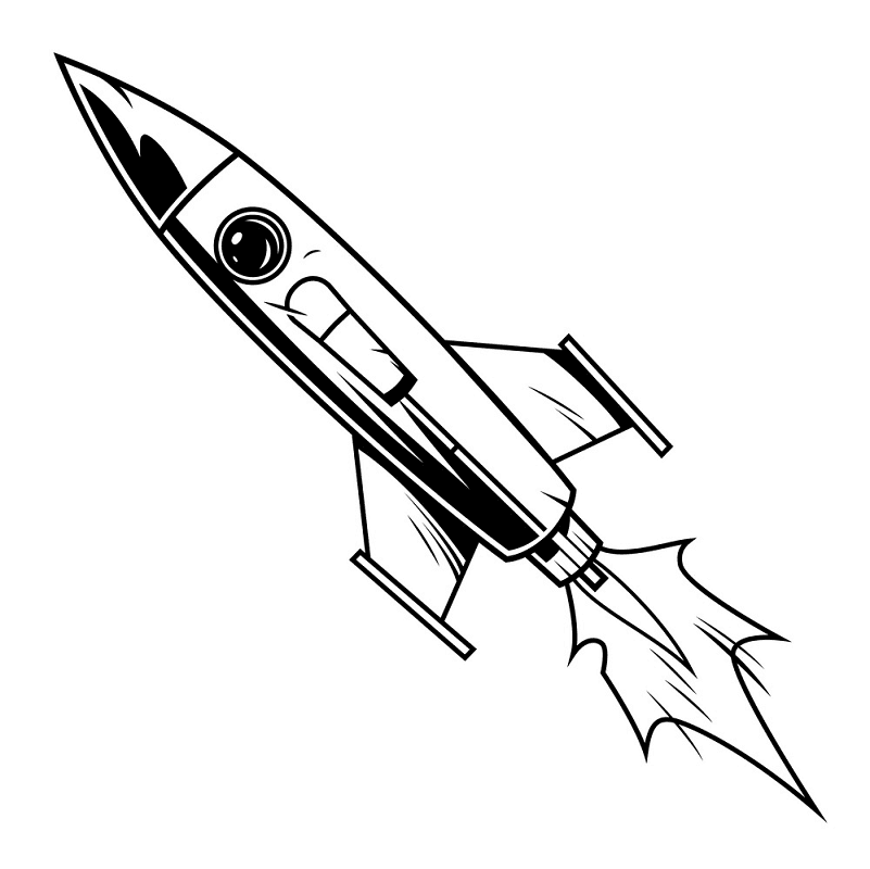 Rocket Black and White clipart image