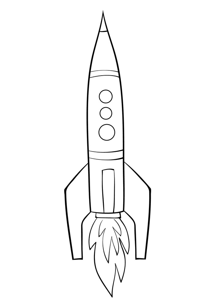 Rocket Black and White clipart png free