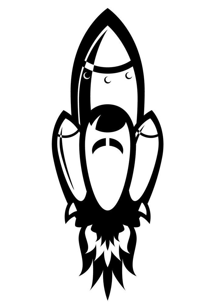 Rocket Black and White clipart png