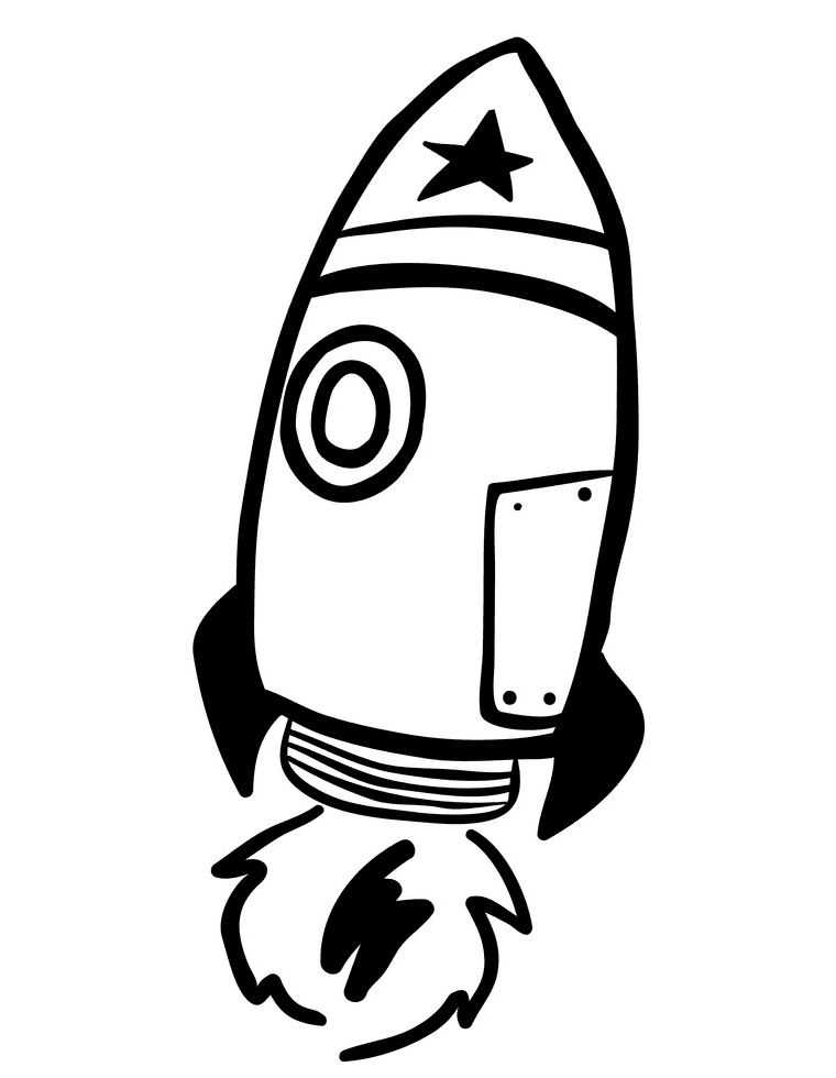Rocket Black and White clipart
