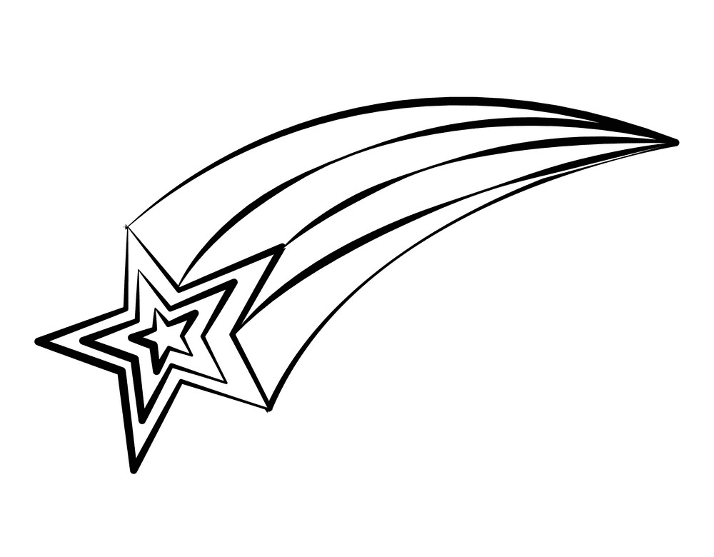 Shooting Star Clipart Black and White 2