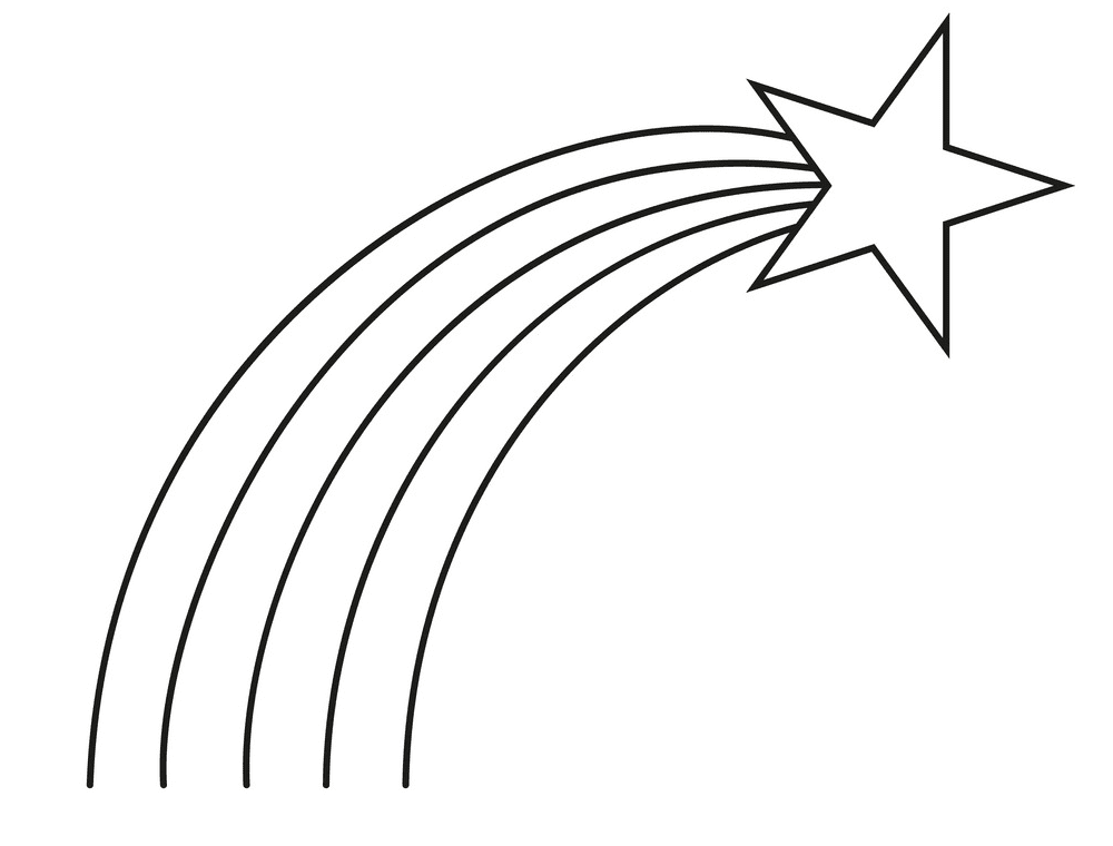 Shooting Star Clipart Black and White