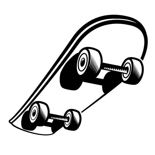 Skateboard Clipart Black and White png image