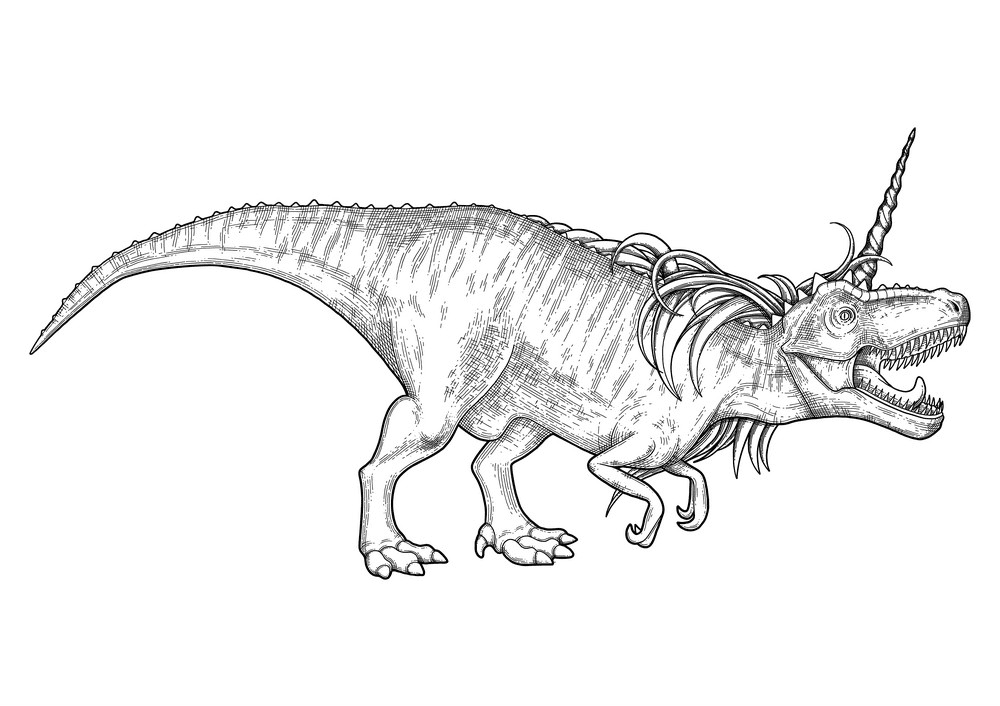 T-Rex Clipart Black and White free image