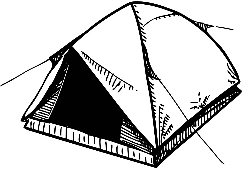 Tent Clipart Black and White 1