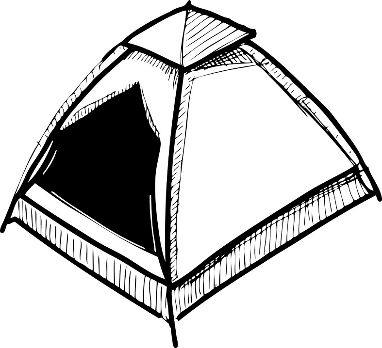 Tent Clipart Black and White free image