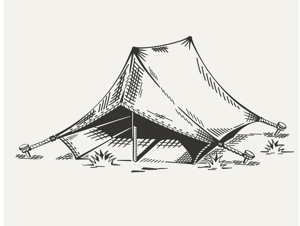 Tent Clipart Black and White image
