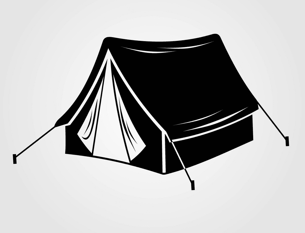 Tent Clipart Black and White