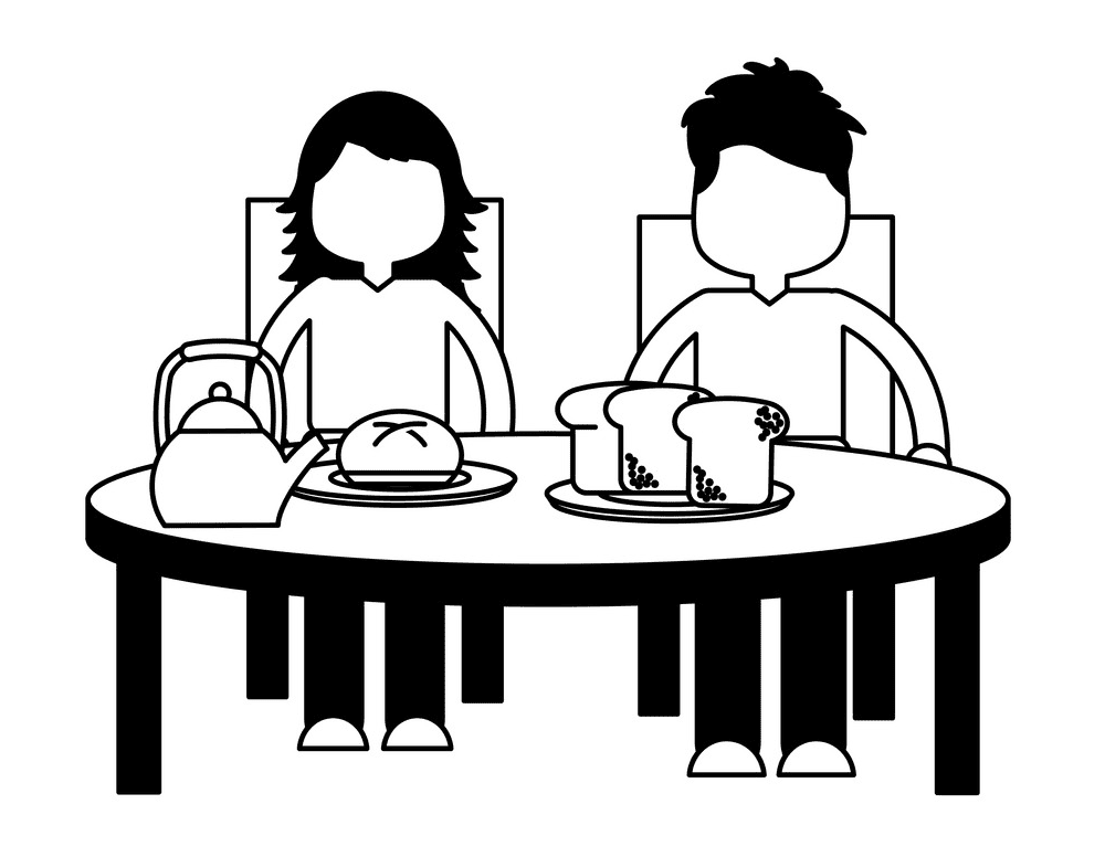 Breakfast Clipart Black and White