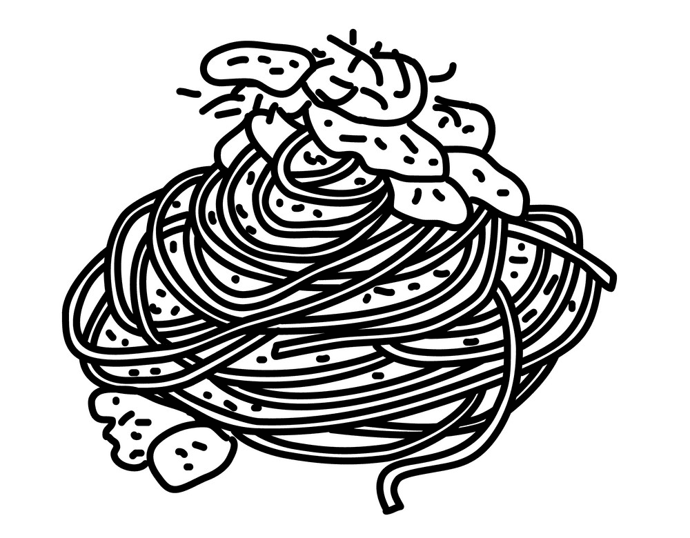 Spaghetti Clipart Black and White for kids