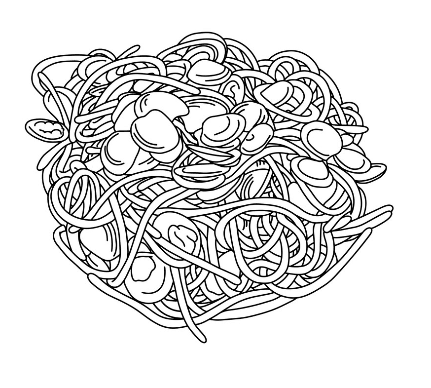 Spaghetti Clipart Black and White image
