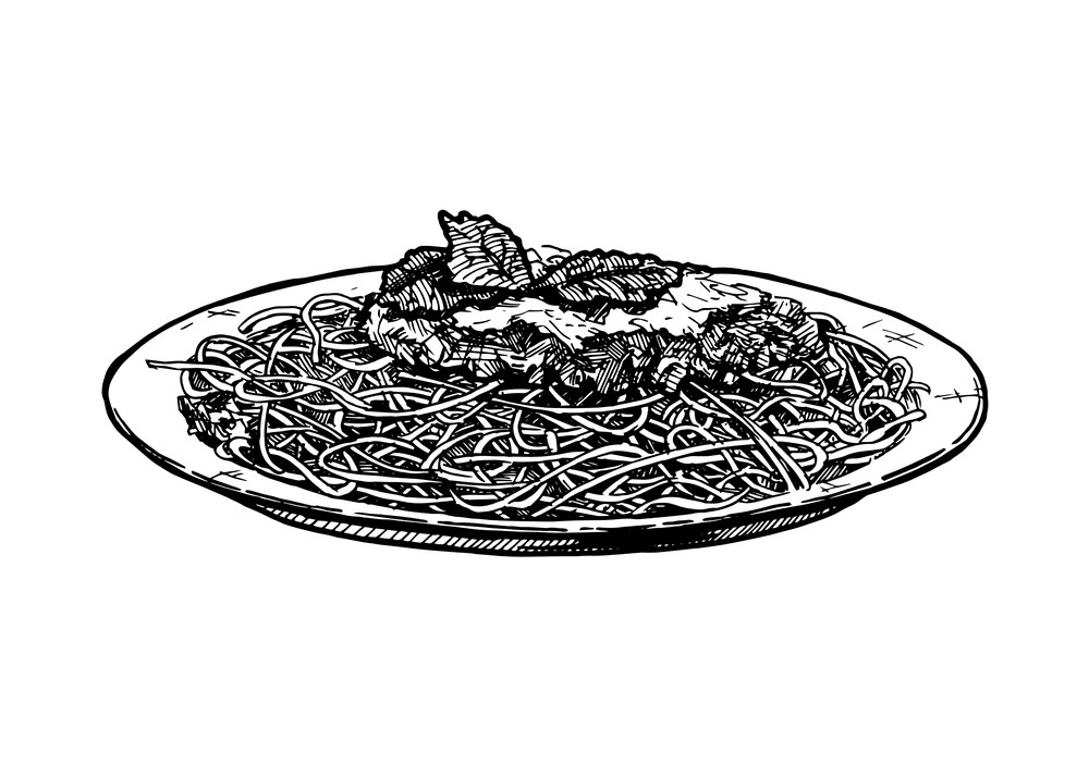 Spaghetti Clipart Black and White png
