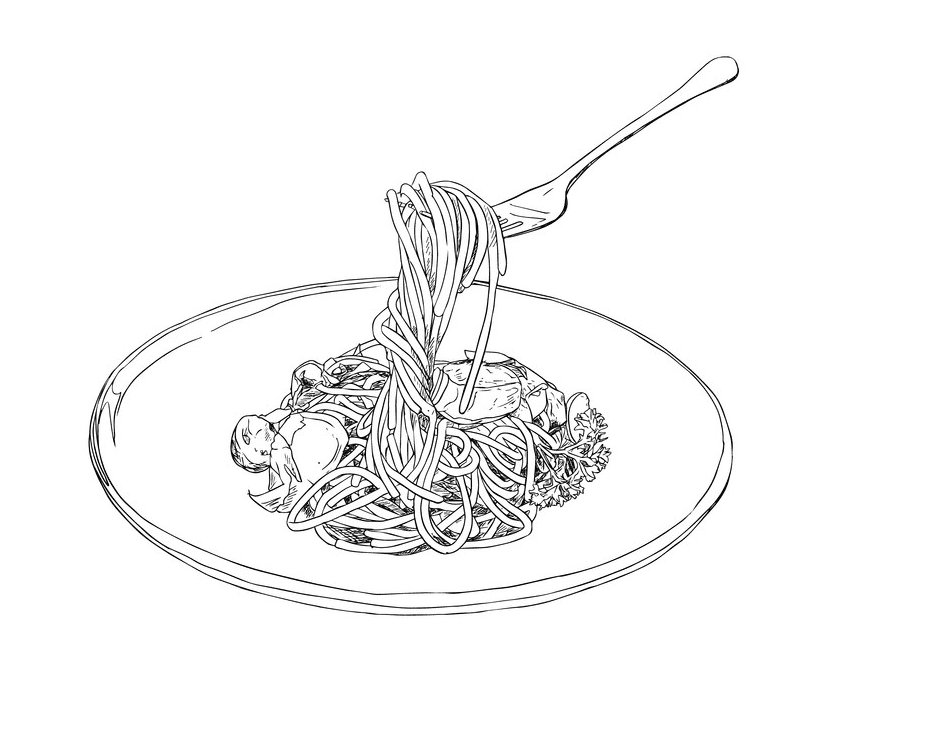 Spaghetti Clipart Black and White