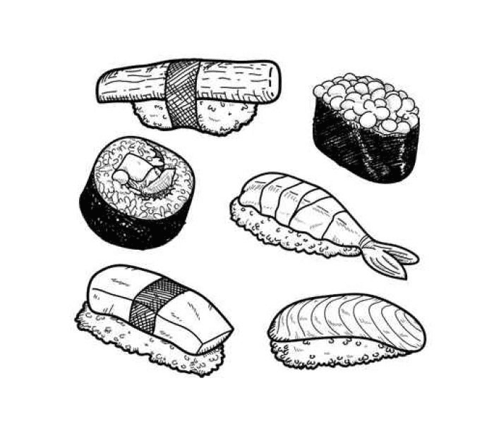 Sushi Clipart Black and White free image