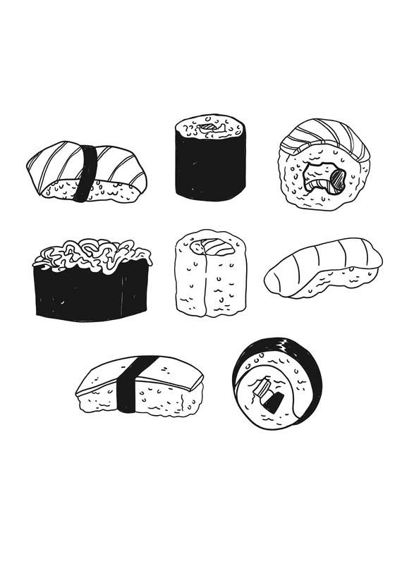 Sushi Clipart Black and White png images